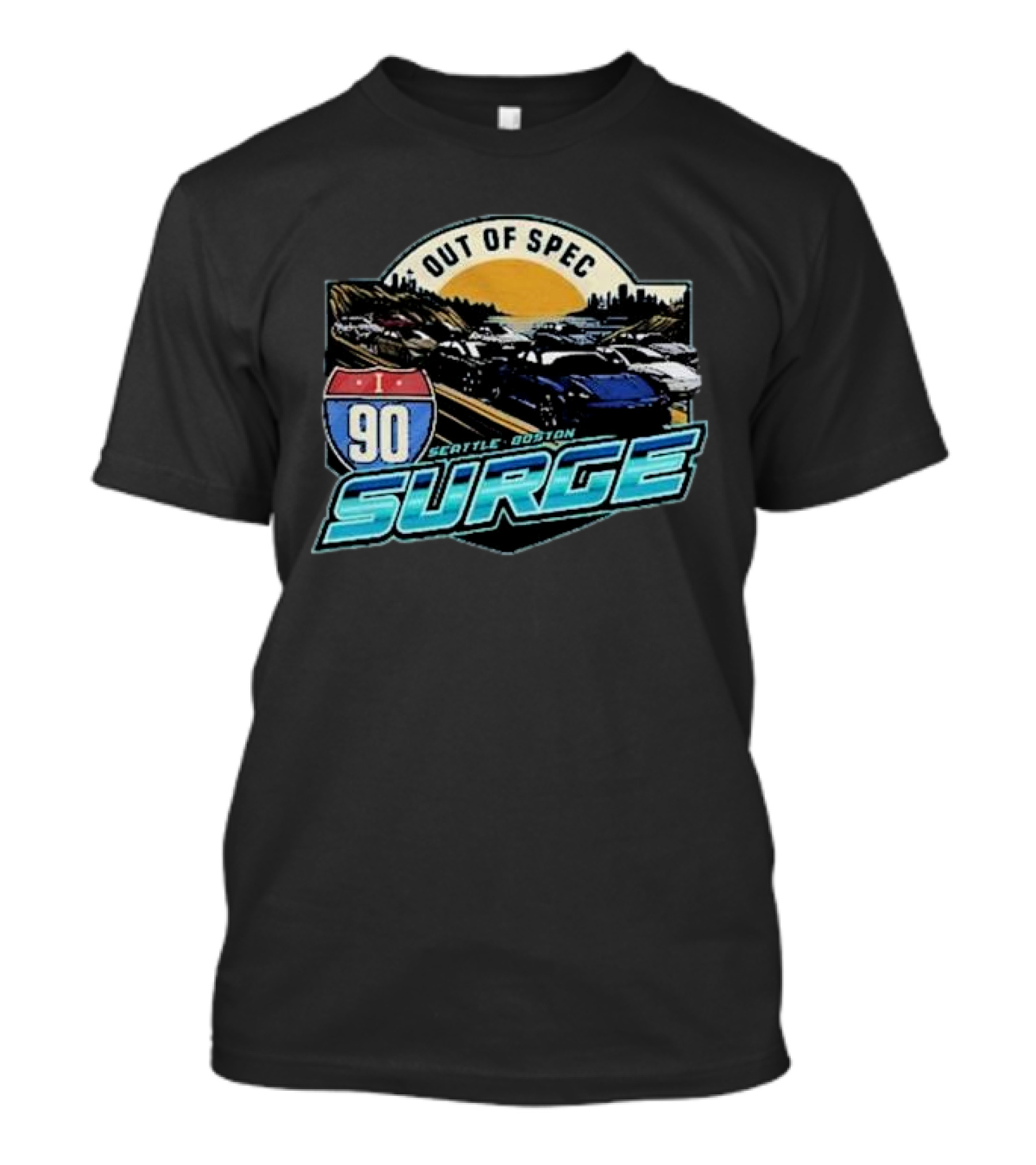 I-90 Surge Out Of Spec Seattle Boston Highway Traffic Scene T-Shirt