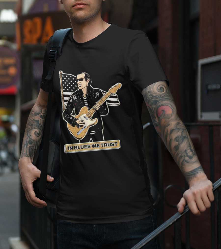 In Blues We Trust Joe Bonamassa Blues Hero American Flag Guitar T-Shirt
