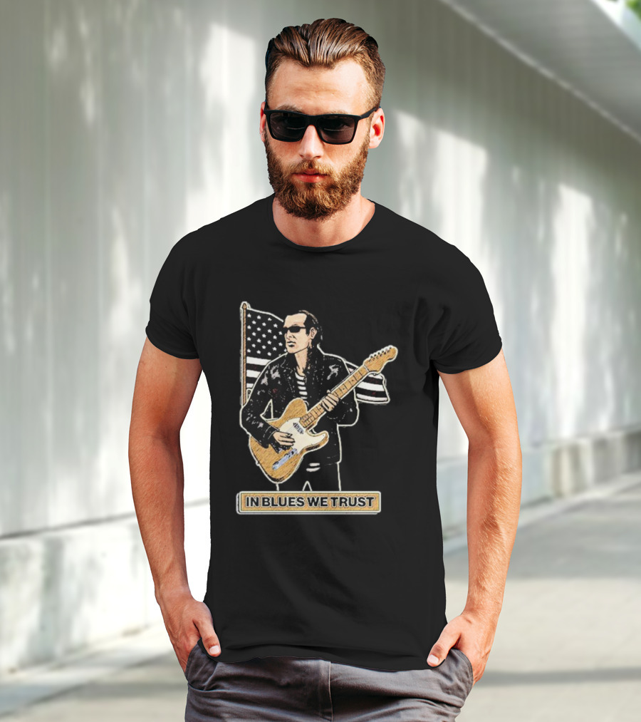 In Blues We Trust Joe Bonamassa Blues Hero American Flag Guitar T-Shirt