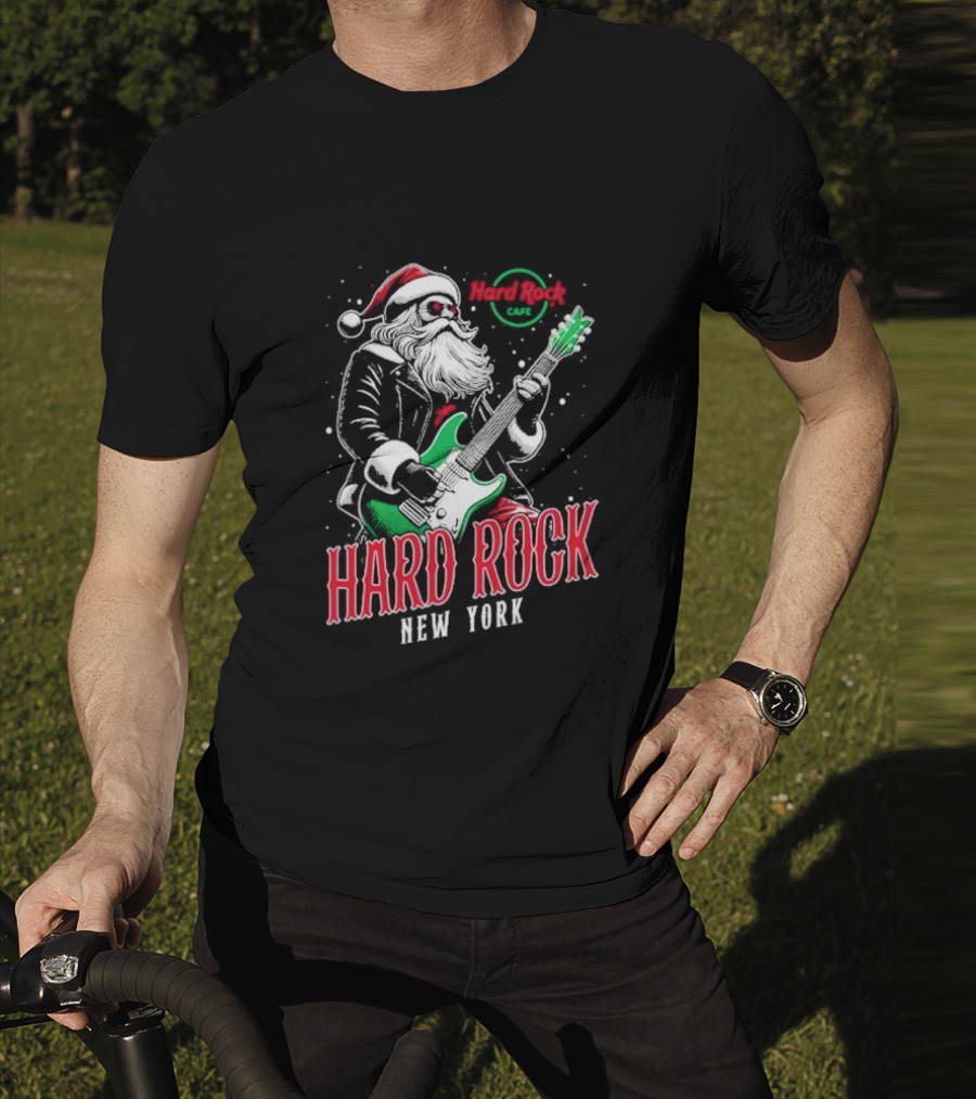 Hard Rock Cafe New York Santa Christmas Guitar Holiday Live T-Shirt