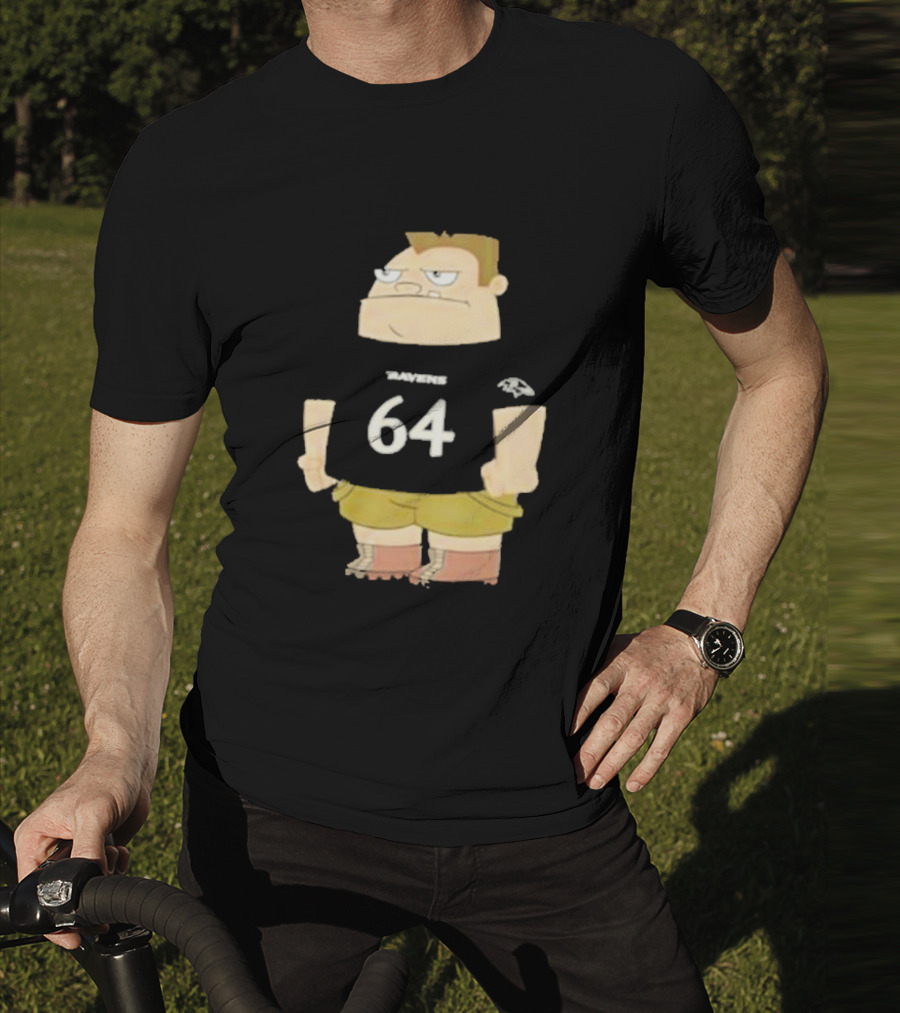 Ravens 64 Cartoon Character Tyler Linderbaum Only Fears God Texas Fears Oklahoma T-Shirt