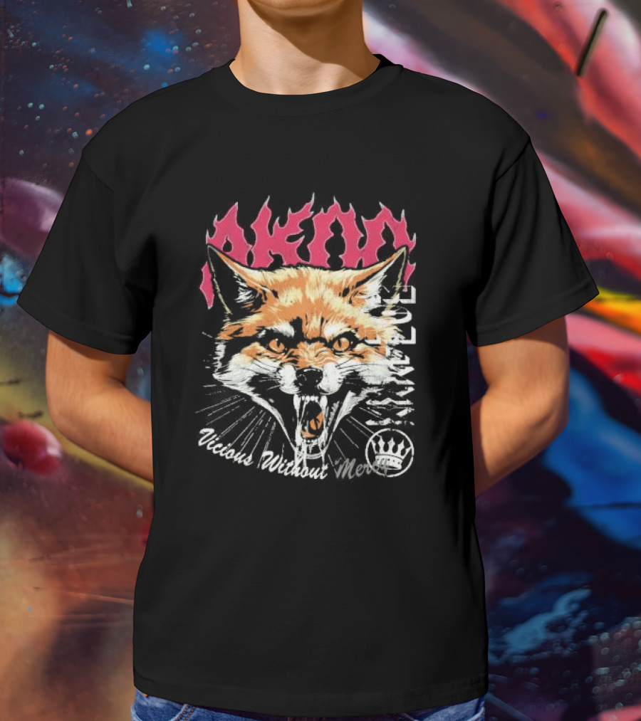 Akimo Vicious Without Mercy Orange Fox Crown T-Shirt