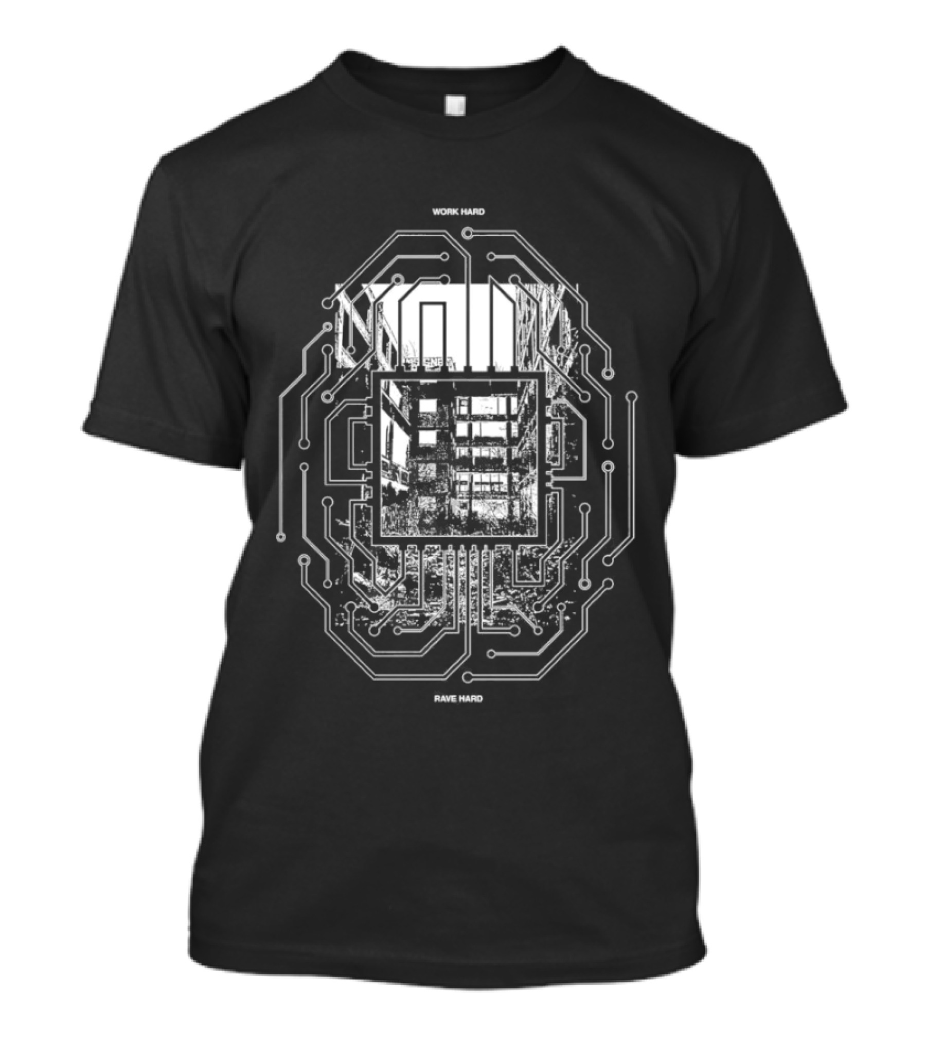 Work Hard Rave Hard Circuit Board Packard Plant T-Shirt