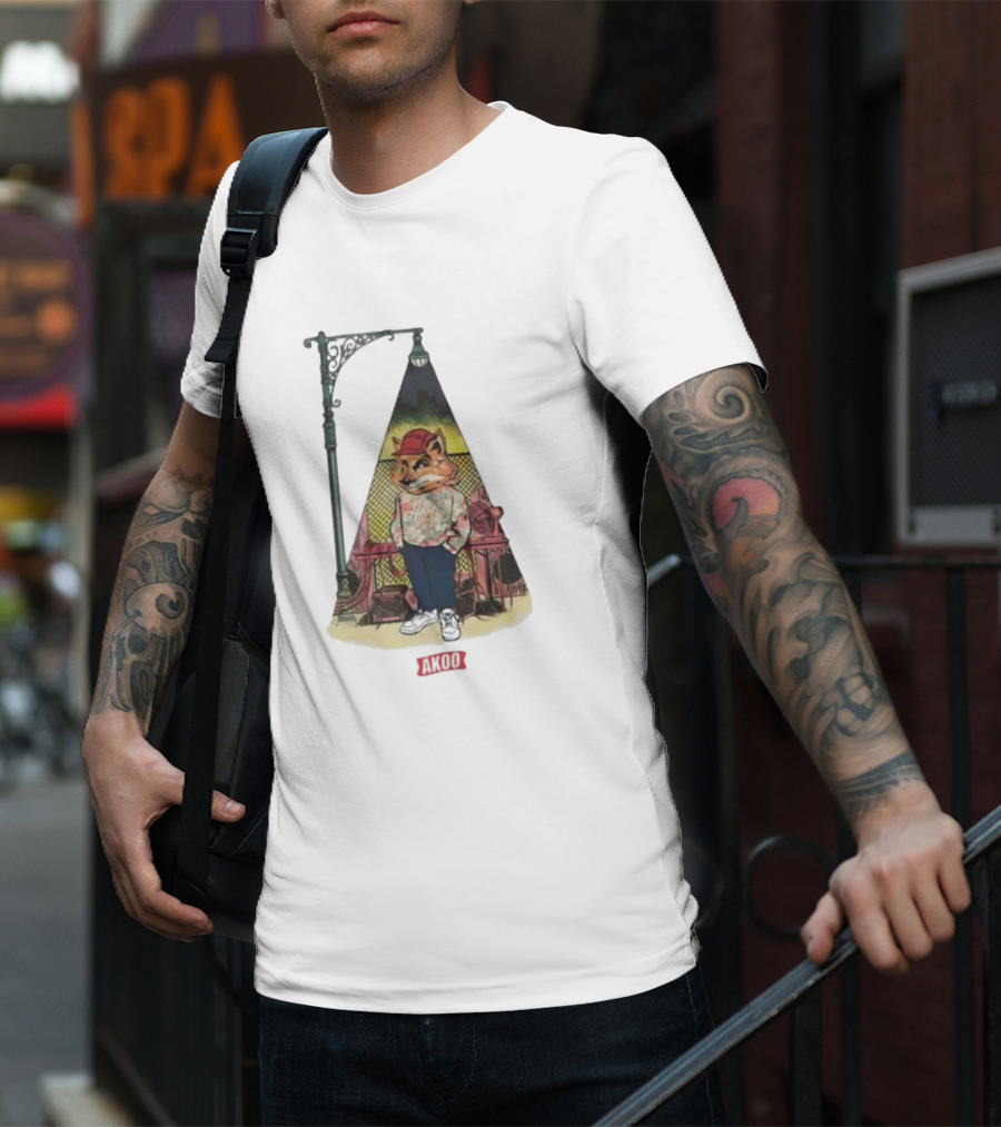 Block Party SS Akoo Streetwear Fox Character Under Lamp Post T-Shirt