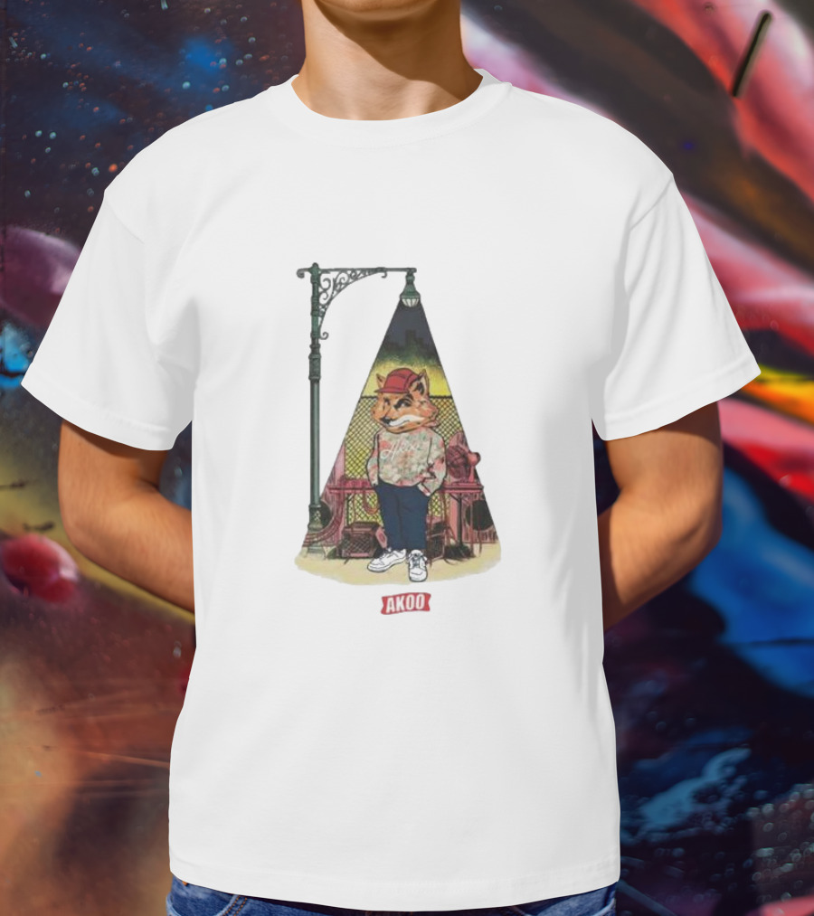 Block Party SS Akoo Streetwear Fox Character Under Lamp Post T-Shirt