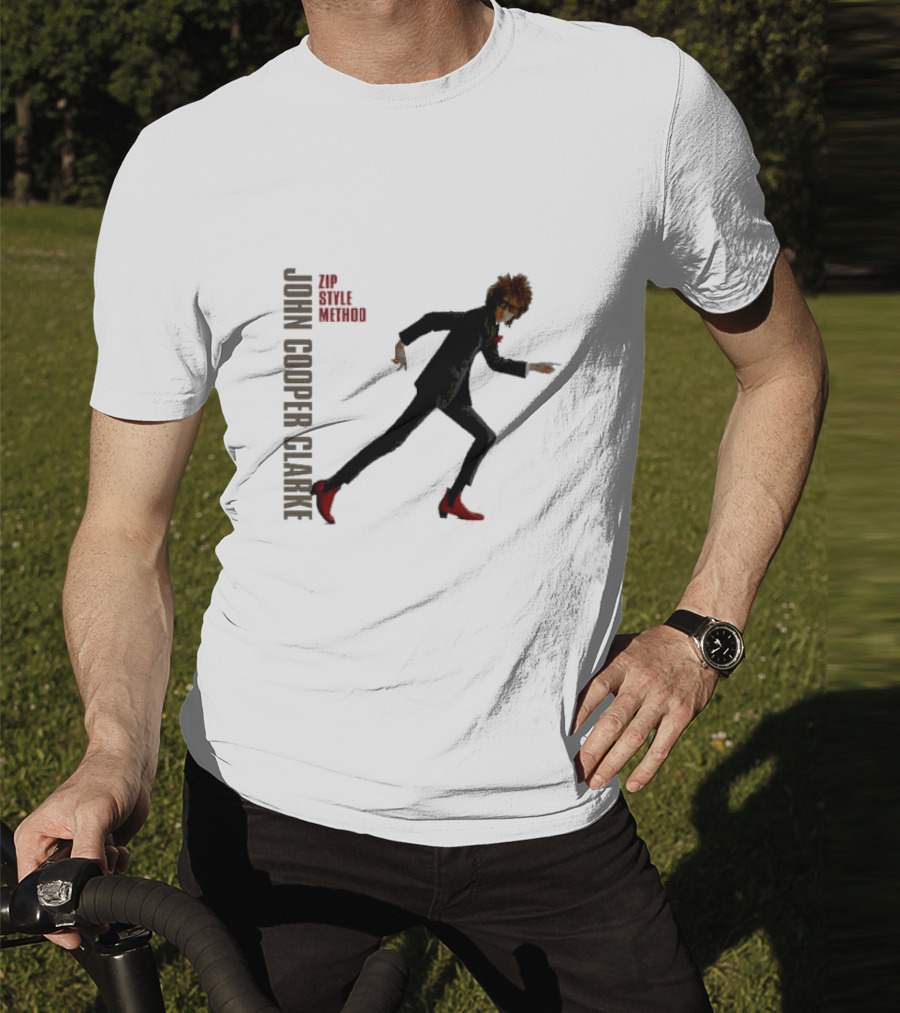 John Cooper Clarke Zip Style Method Dynamic Pose In Red Boots T-Shirt