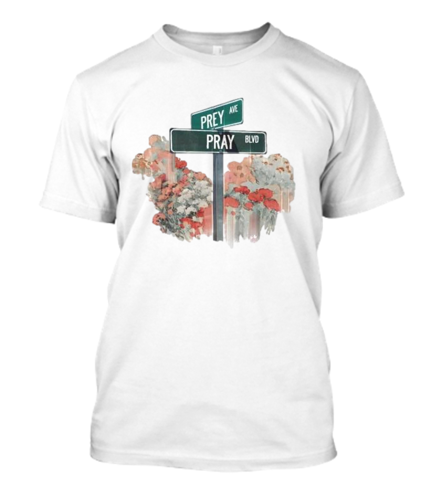 Pray Boulevard Prey Avenue Floral Street Sign Snapshot SS Knit T-Shirt