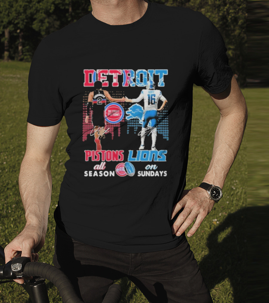 Detroit Pistons Lions All Season On Sundays T-Shirt