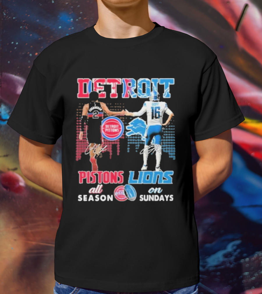 Detroit Pistons Lions All Season On Sundays T-Shirt