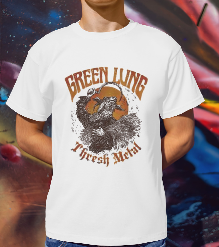Green Lung Thrash Metal Mystical Goat With Crescent Blade T-Shirt