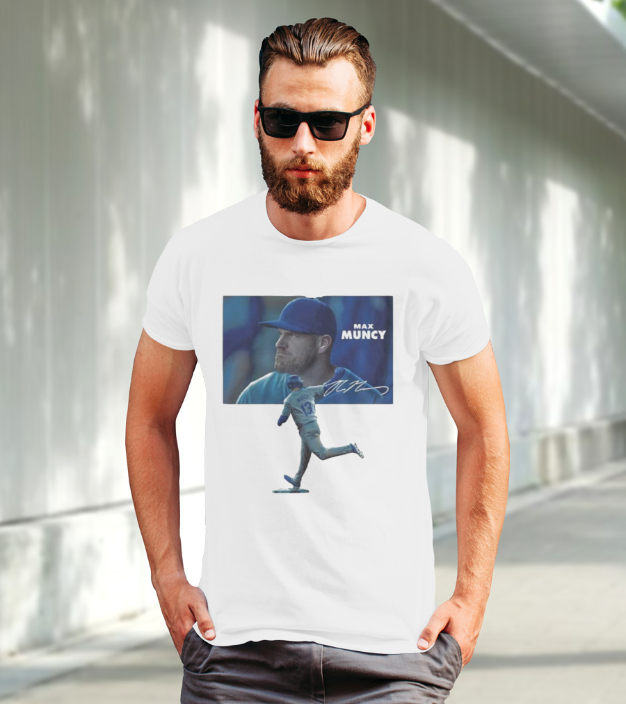 Max Muncy Baseball Figurine And Signature Photo T-Shirt
