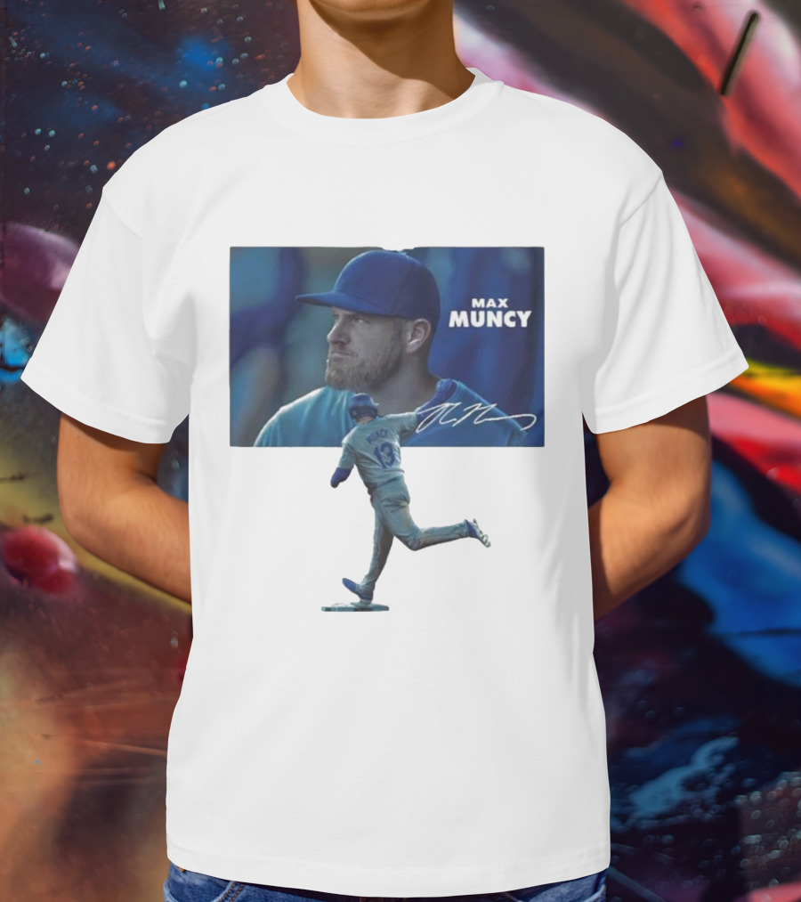 Max Muncy Baseball Figurine And Signature Photo T-Shirt