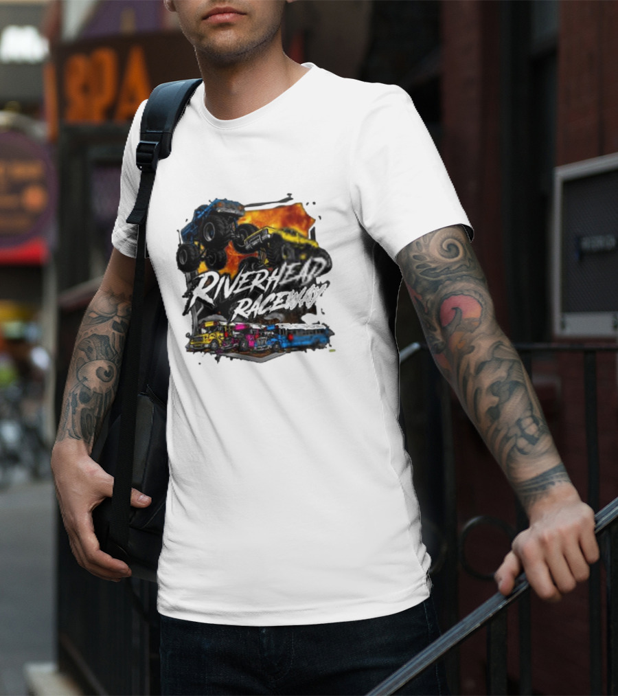 Monster Trucks And Busses At Riverhead Raceway Explosive Action T-Shirt