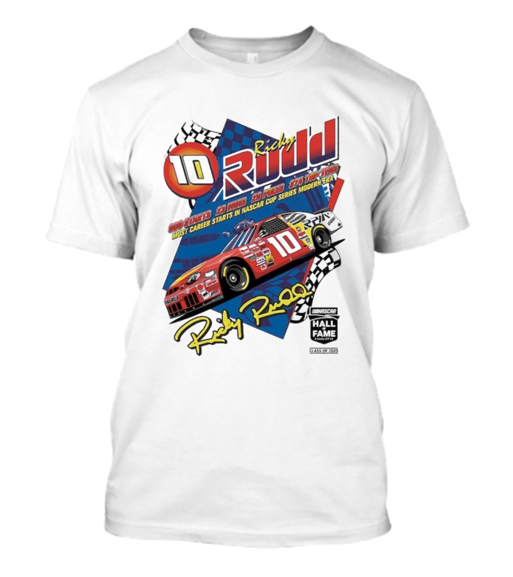 Ricky Rudd 2025 NASCAR Hall Of Fame Inductee 906 Starts 23 Wins 29 Top 5s 48 Top 10s Most Career Starts In NASCAR Cup Series Modern Era T-Shirt