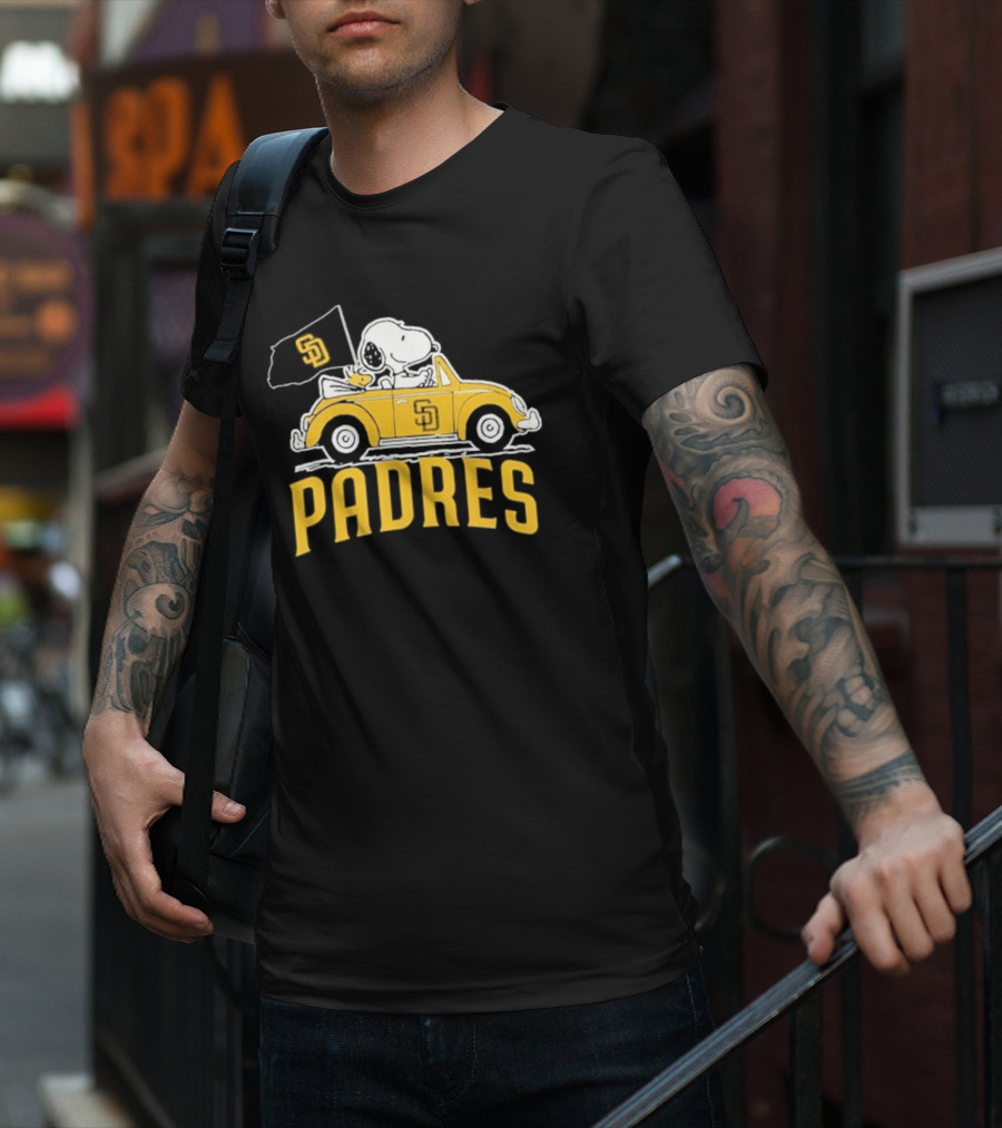 Snoopy San Diego Padres Car Flag Baseball Mascot T-Shirt