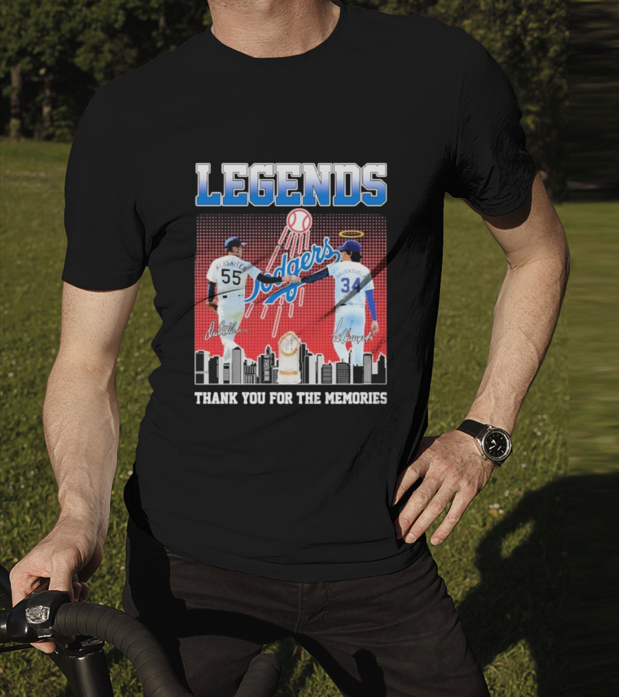 Legends Dodgers Orel Hershiser Fernando Valenzuela Thank You For The Memories T-Shirt