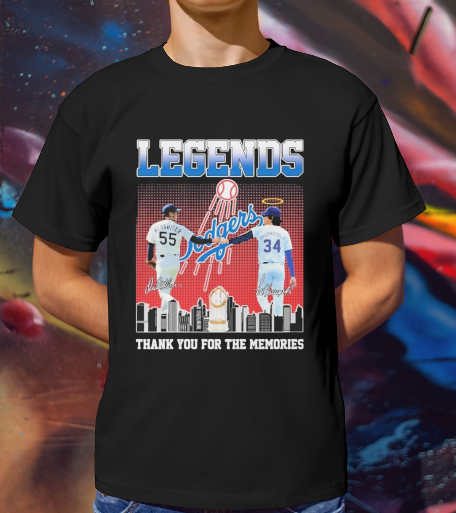 Legends Dodgers Orel Hershiser Fernando Valenzuela Thank You For The Memories T-Shirt