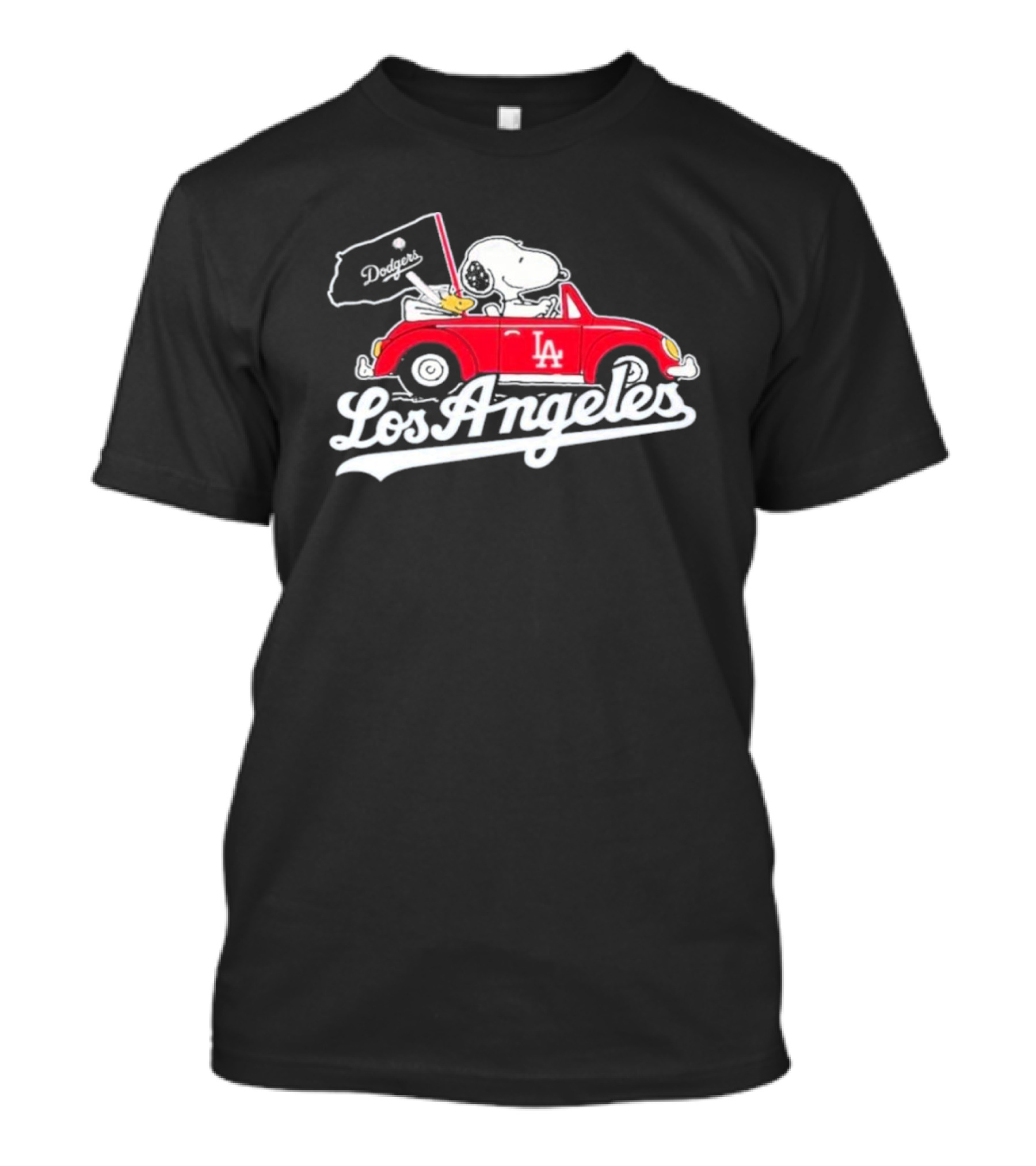 Los Angeles Dodgers Snoopy LA Car Dodgers Flag T-Shirt