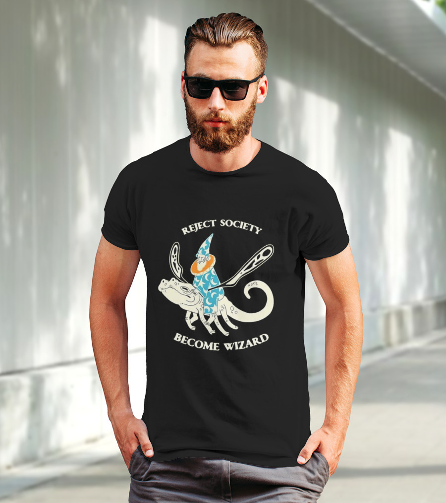 Reject Society Become Wizard Riding Mystical Creature T-Shirt