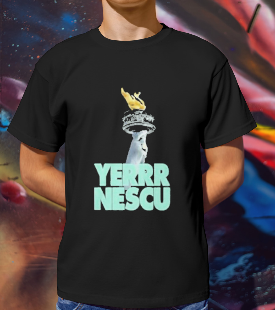 Sabrina Rocking The YERRR NESCU Statue Of Liberty Torch Flame T-Shirt