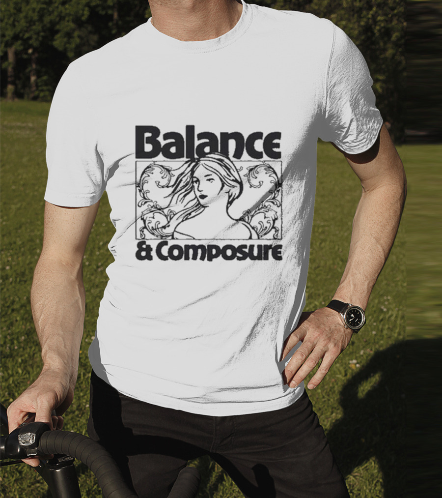 Balance And Composure Wyis Woman With Flowing Hair And Ornamental T-Shirt