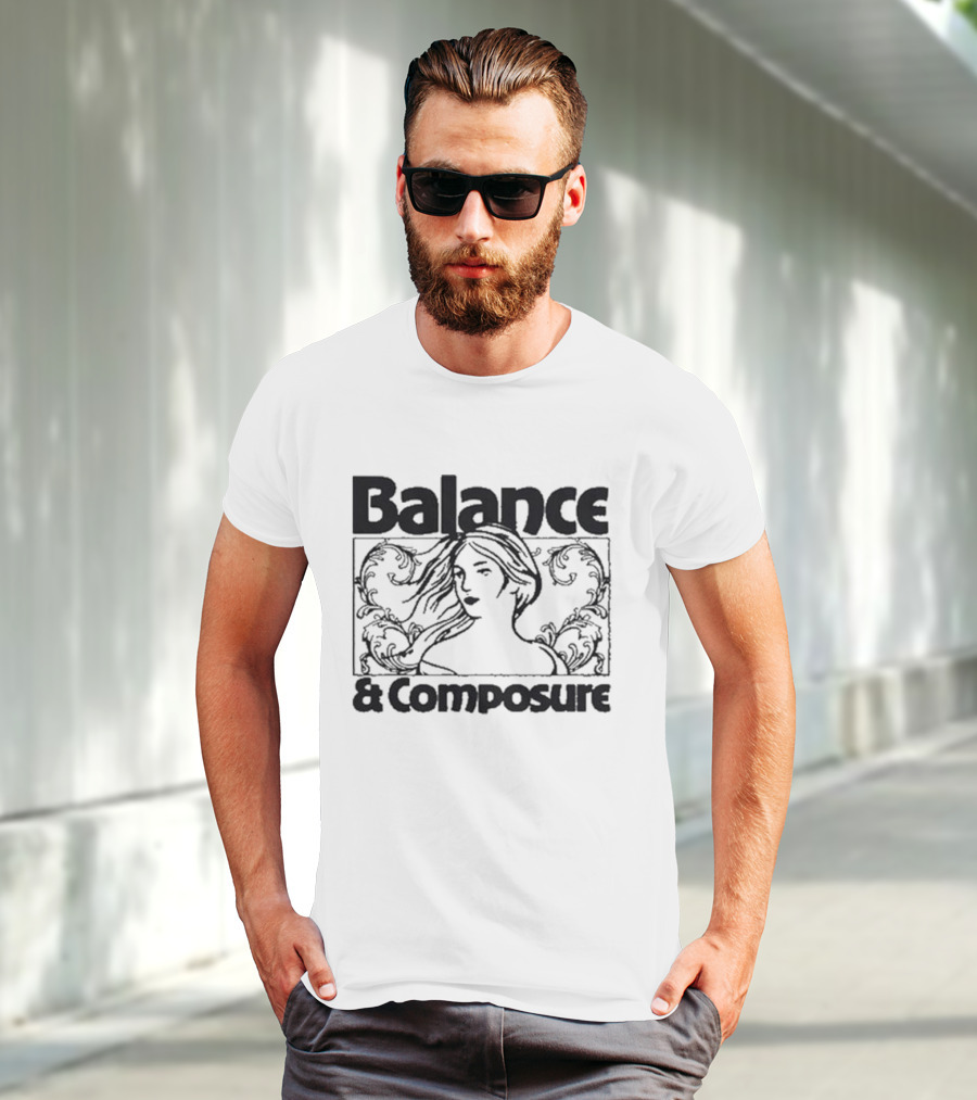 Balance And Composure Wyis Woman With Flowing Hair And Ornamental T-Shirt