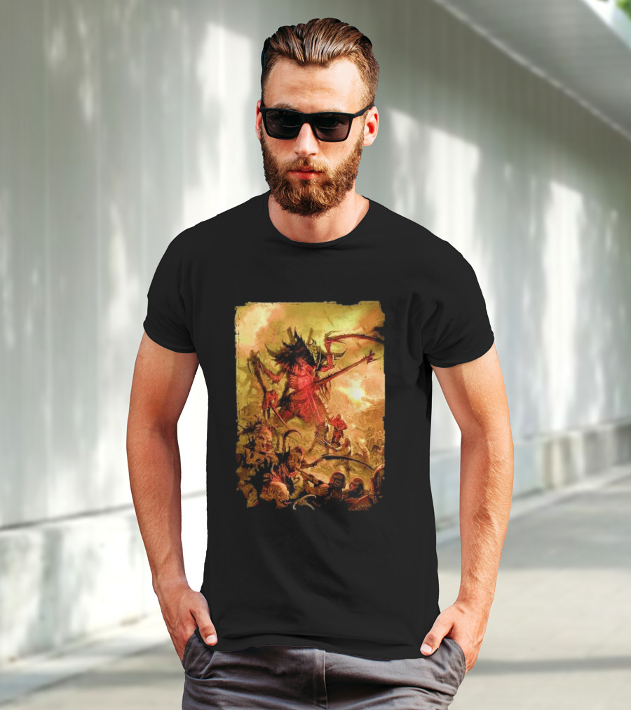 War Zone Octarius Rising Tide Black Tyranid Artwork Battle Scene T-Shirt