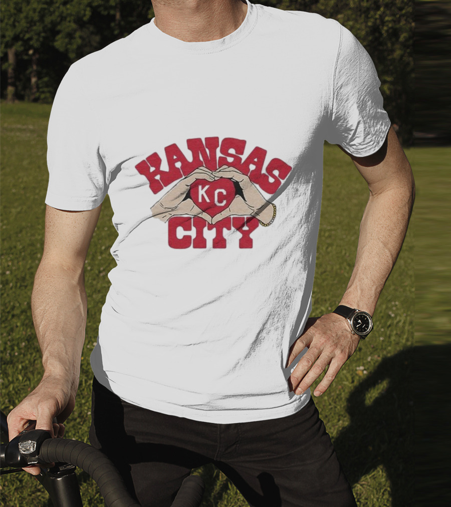 Kansas City KC Heart Hands Charlie Hustle Adults T-Shirt