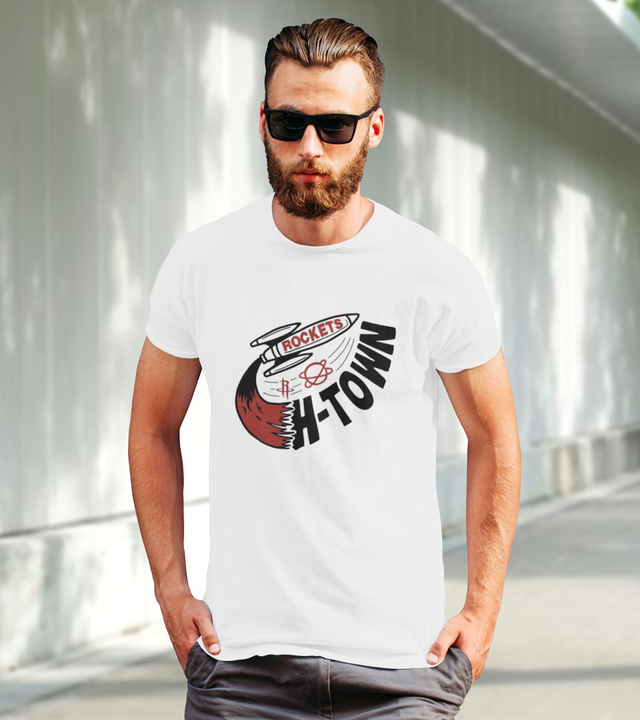Houston Rockets H-Town Rocketship Orbit T-Shirt