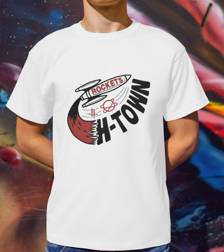 Houston Rockets H-Town Rocketship Orbit T-Shirt