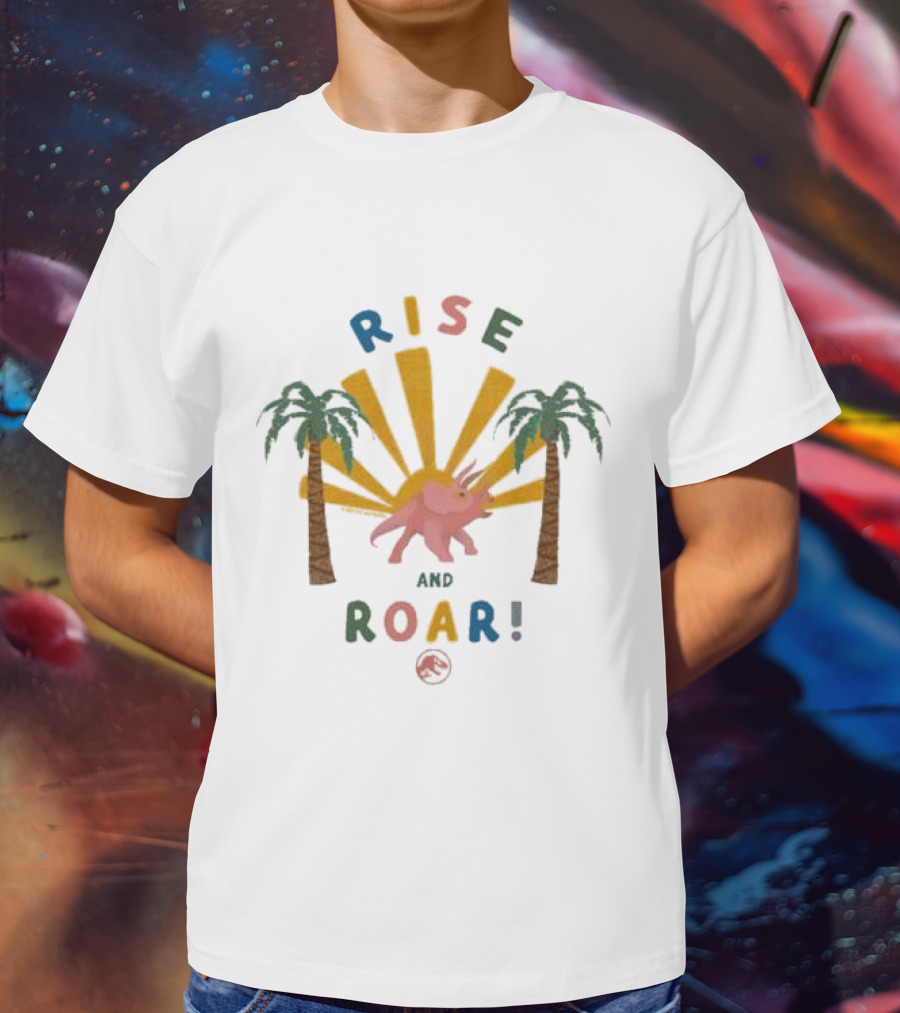 Jurassic Park Rise And Roar Toddler Triceratops And Palm Trees T-Shirt