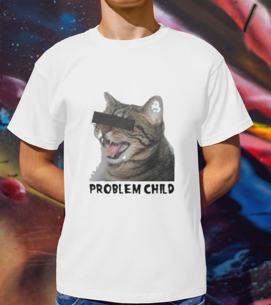 PROBLEM CHILD Cat Meme Censored Face T-Shirt