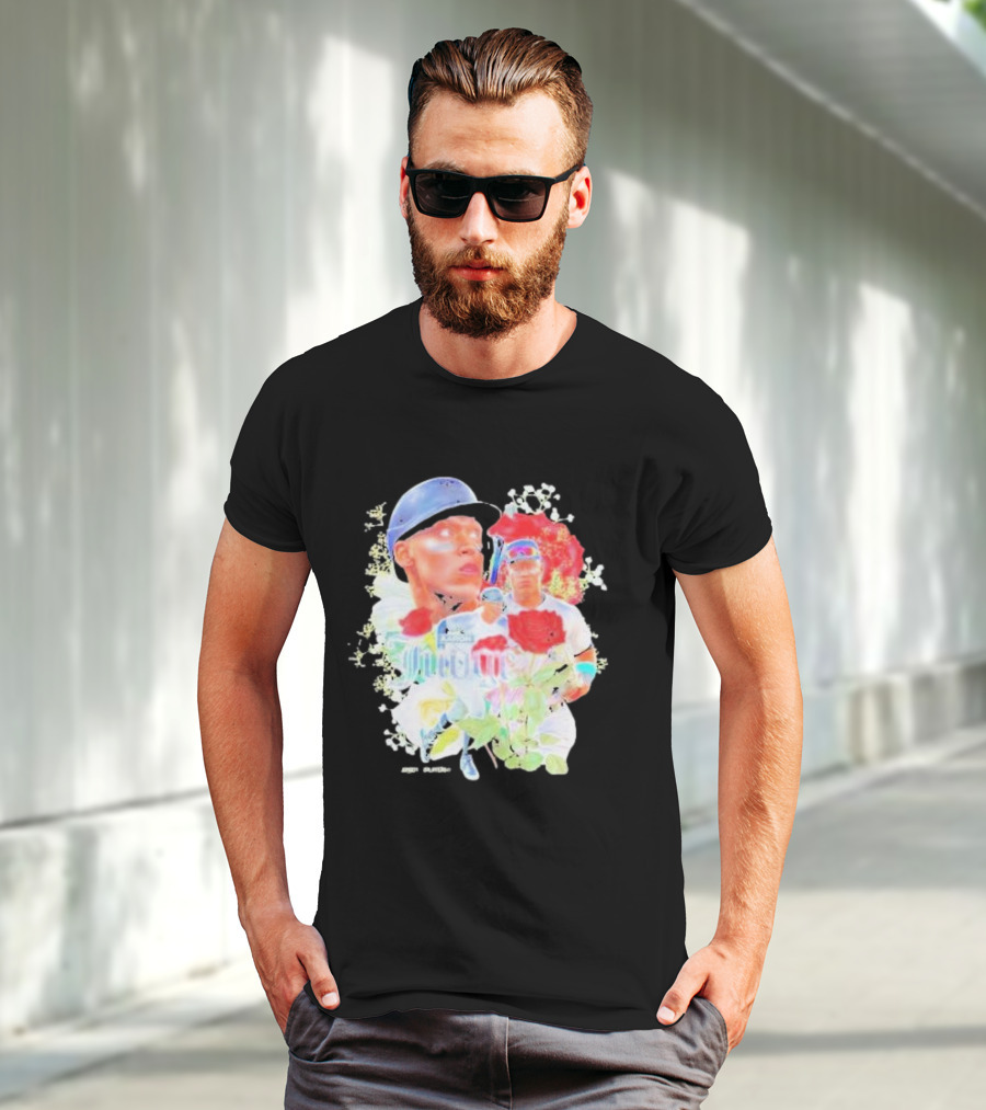 Aaron Judge Smell The Roses New York Yankees Baseball Player Floral T-Shirt