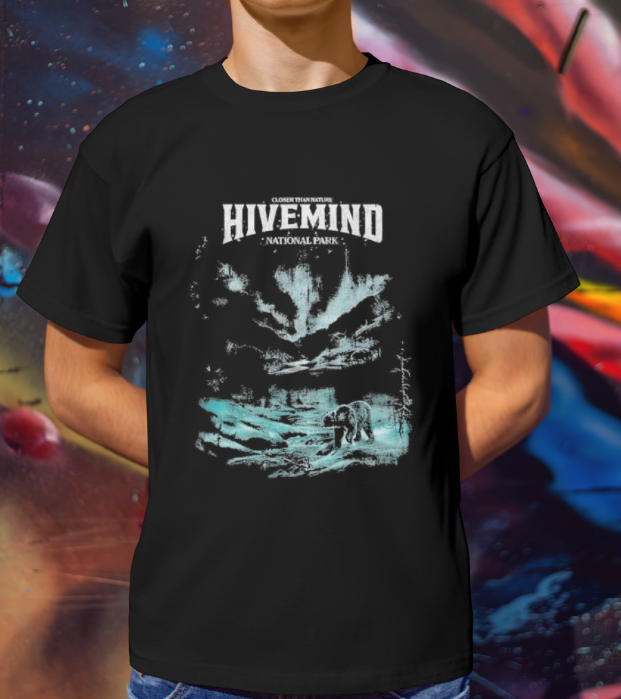 Closer Than Nature Hivemind National Park Bear Wilderness Scene T-Shirt