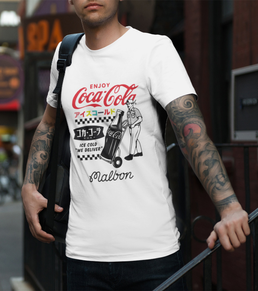 Enjoy Coca-Cola Ice Cold We Deliver Vintage Style Malbon Collaboration T-Shirt