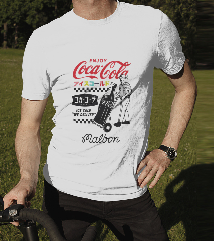 Enjoy Coca-Cola Ice Cold We Deliver Vintage Style Malbon Collaboration T-Shirt