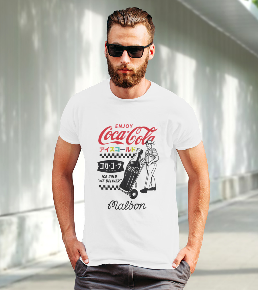 Enjoy Coca-Cola Ice Cold We Deliver Vintage Style Malbon Collaboration T-Shirt