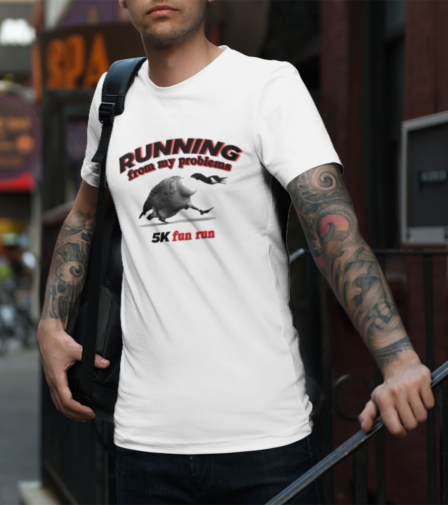 Running From My Problems Goose Duck 5K Fun Run Event Humor T-Shirt