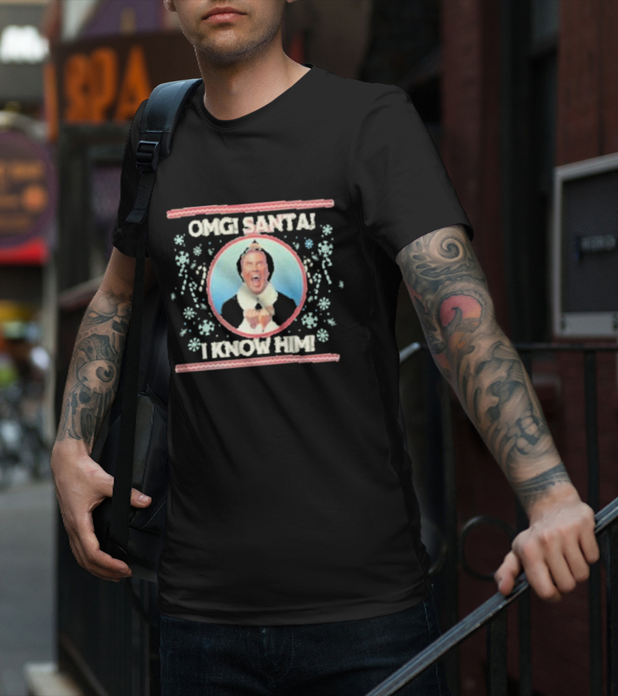 Kelly Green Buddy The Elf Omg Santa I Know Him Merry Christmas T-Shirt