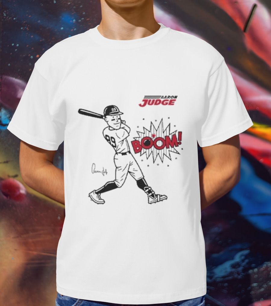 Aaron Judge 99 Boom Signature New York Yankees Baseball Caricature T-Shirt