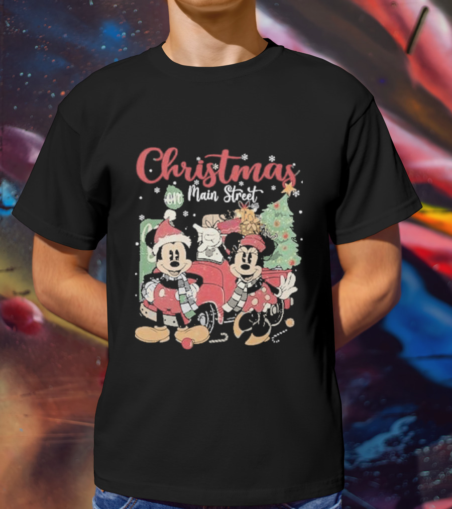 Christmas On Main Street With Mickey And Minnie Disney Holiday T-Shirt