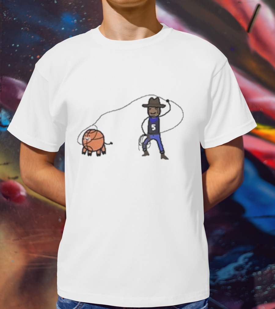 Paint Paolo Ranch-Ero Basketball Cowboy With Number Five T-Shirt