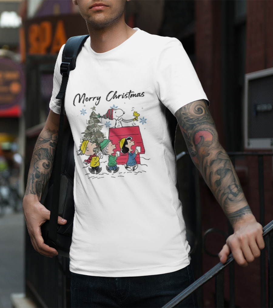 Merry Christmas Snoopy And Friends Winter Scene T-Shirt