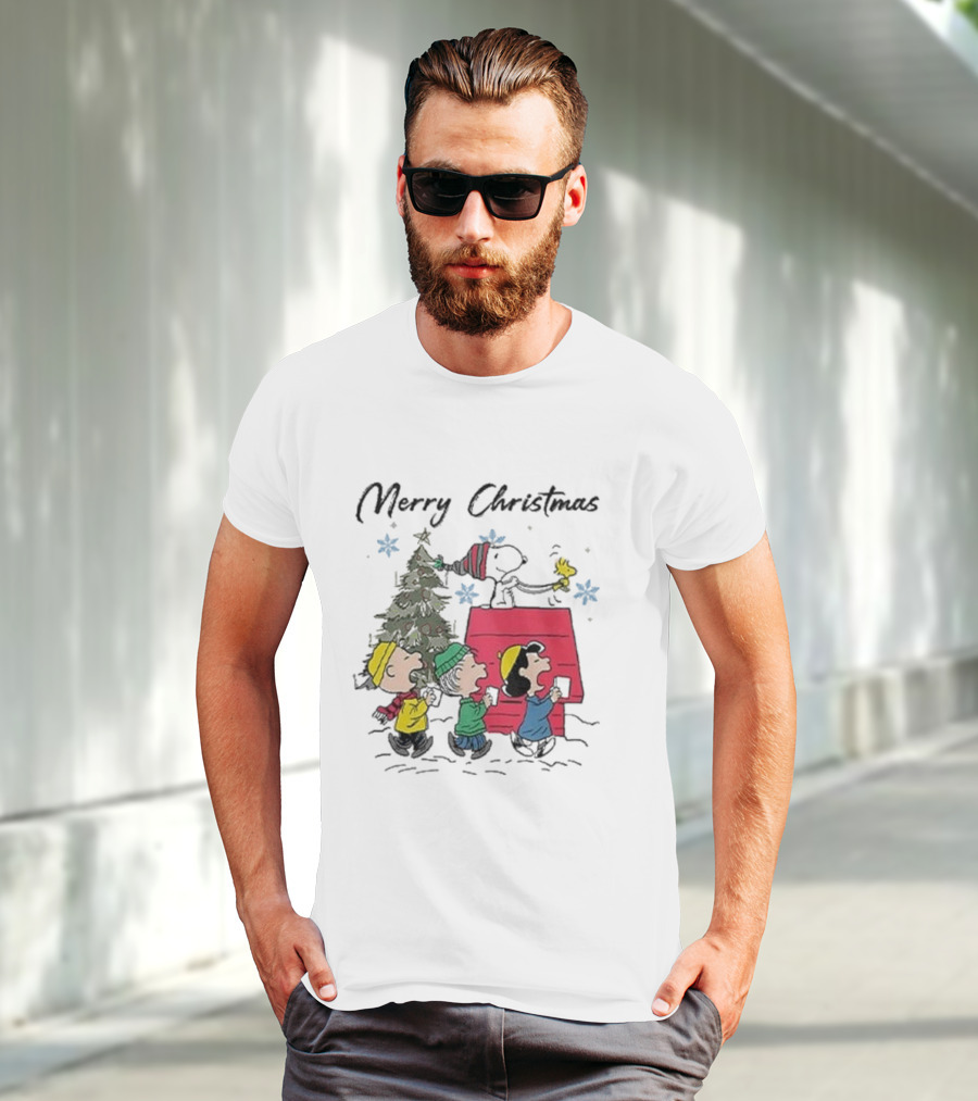 Merry Christmas Snoopy And Friends Winter Scene T-Shirt