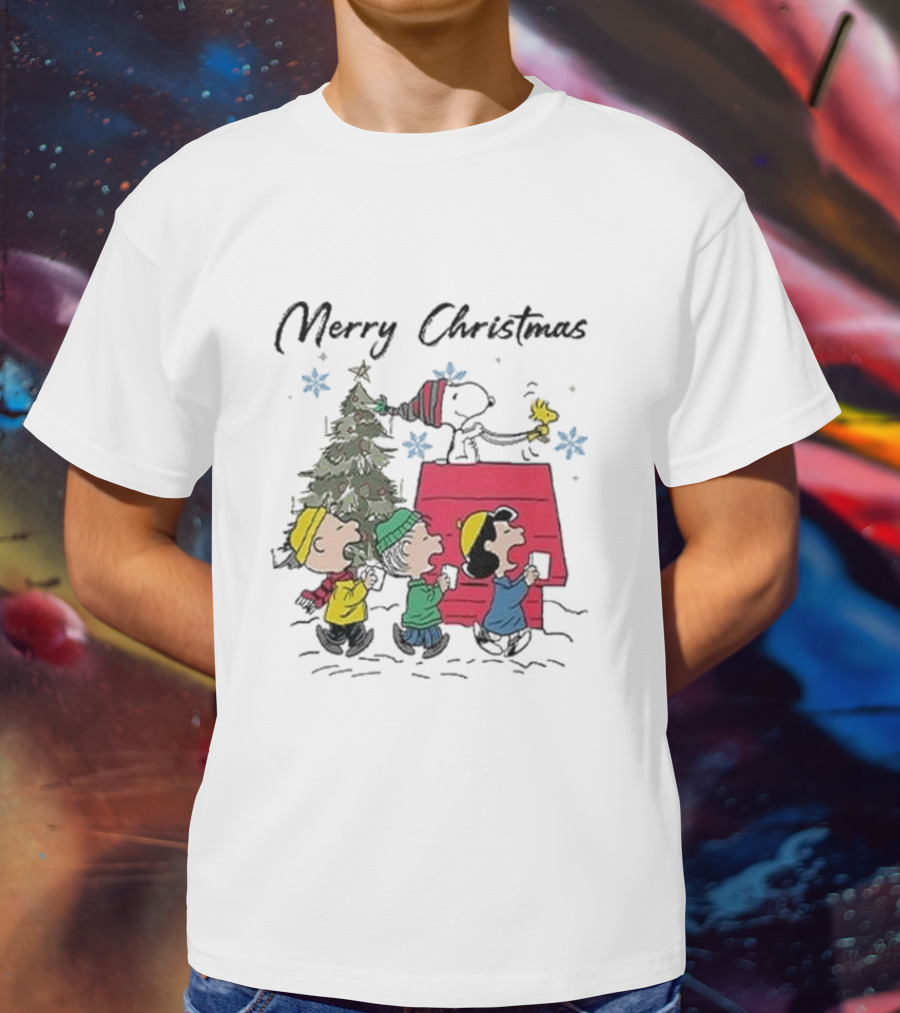Merry Christmas Snoopy And Friends Winter Scene T-Shirt