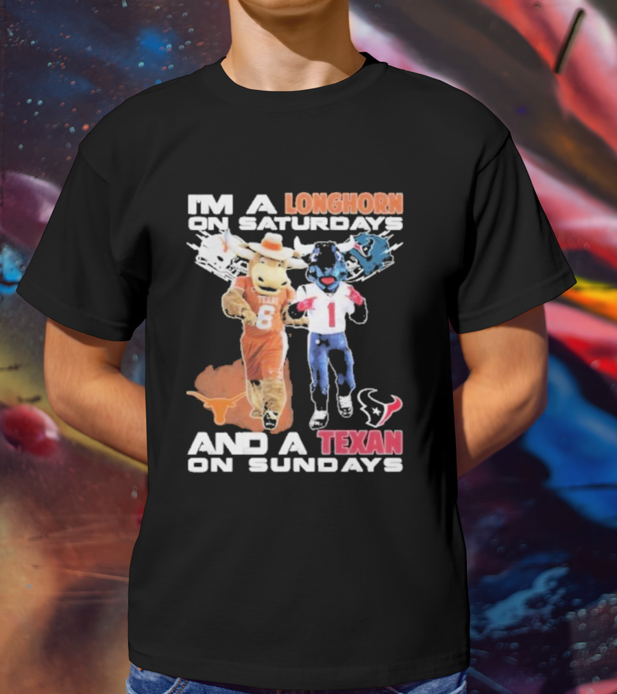 Longhorn On Saturdays Texan On Sundays Football Fan T-Shirt
