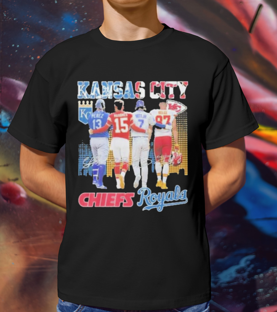 Kansas City Chiefs Royals Perez Mahomes Witt Jr Kelce T-Shirt