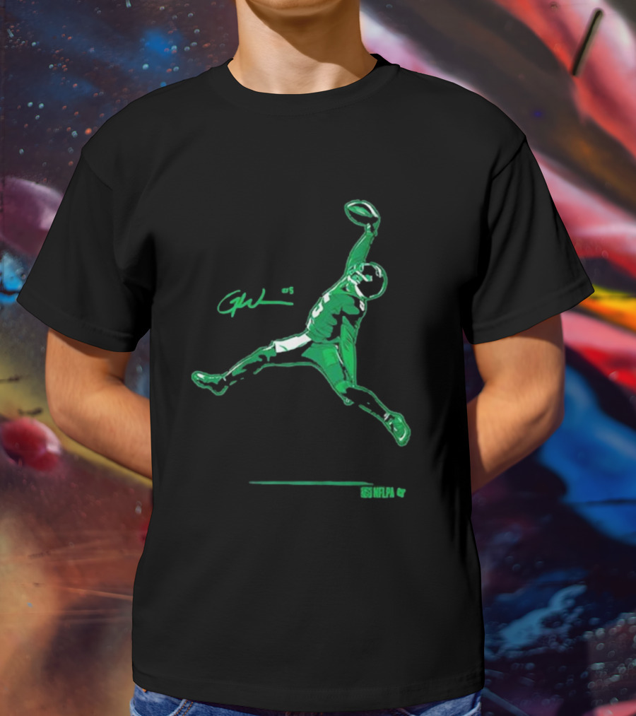 Garrett Wilson One-Handed Air Catch GW #5 NFLPA T-Shirt