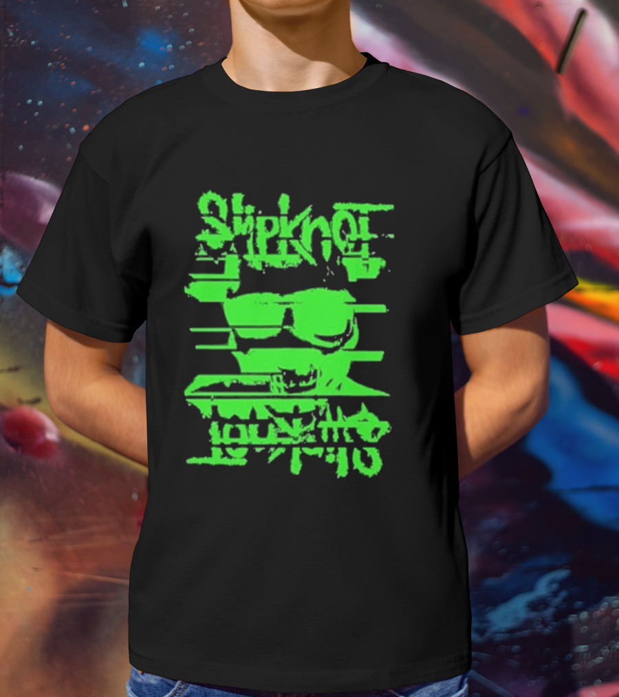 Slipknot The Thick Glitch Skull Neon Green T-Shirt