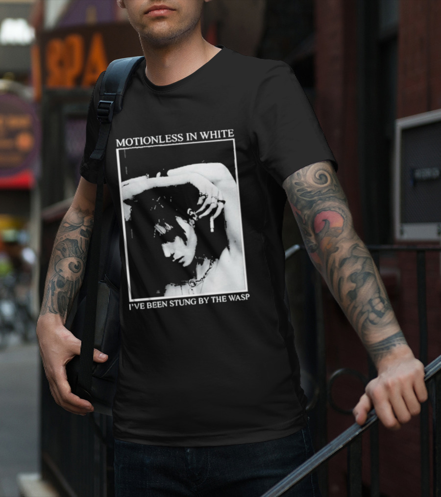 Motionless In White I've Been Stung By The Wasp Monochrome Portrait Image T-Shirt